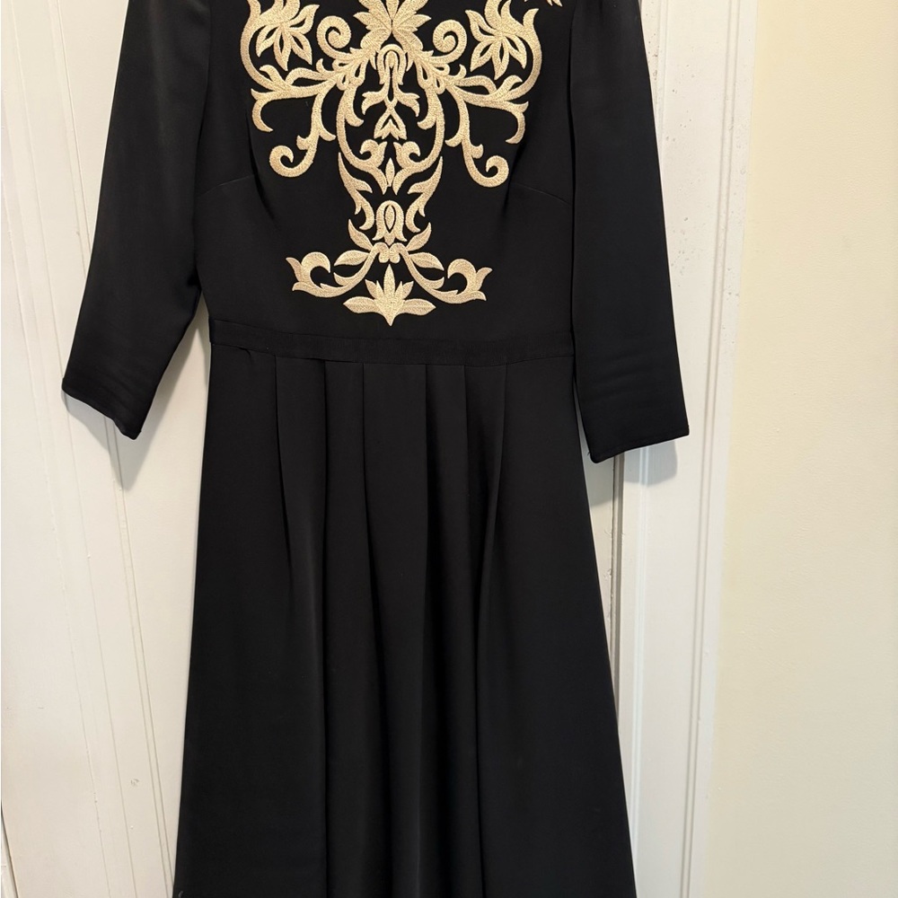 Ted Baker Black Dress with Gold Embroidery